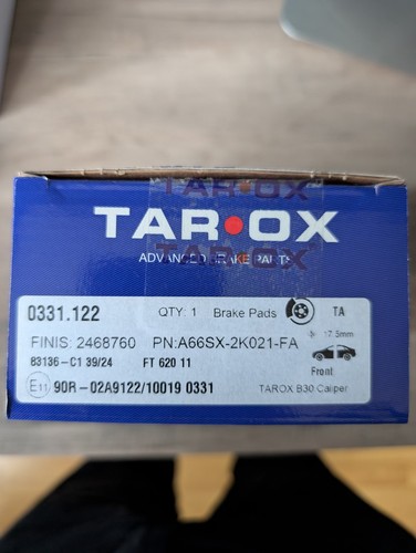 Front tarox brake pads - front,